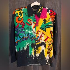 1995 Vintage VERSACE Graffiti Art Shit - Sz XS
